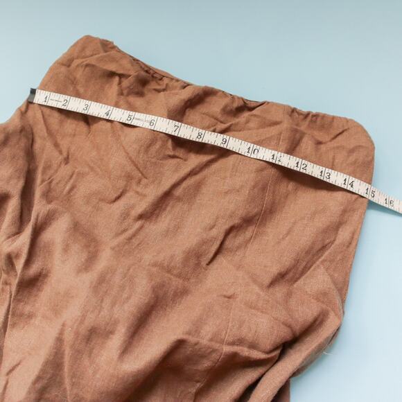 WeWoreWhat Brown Linen Strapless Maxi Dress Size Medium Clean Girl - Picture 7 of 9